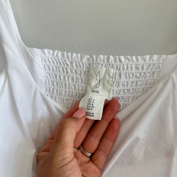 Joie Square Neck Smocked Back Sleeveless Midi Dress White 2 - Picture 5 of 8